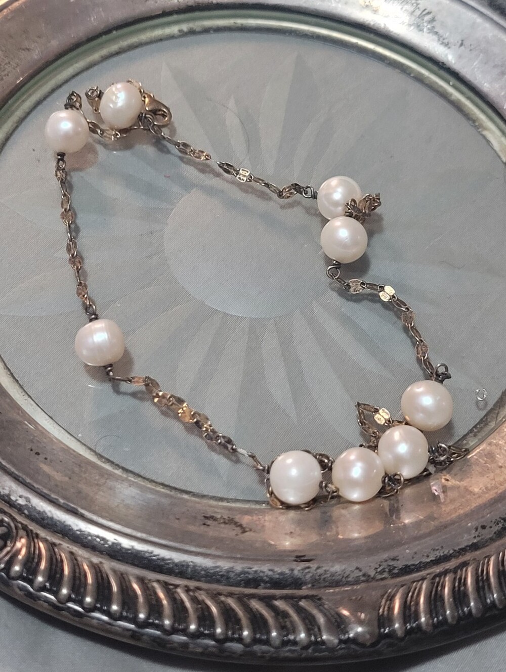 Sterling Silver Pearl Bead Necklace - White Pearls